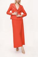 Red Double suit with long skirt and blazer jacket 12281