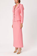 Pink Double suit with long skirt and blazer jacket 12281