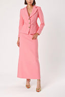 Pink Double suit with long skirt and blazer jacket 12281