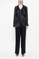 Black Double suit with loose-fitting jacket 12282