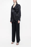 Black Double suit with loose-fitting jacket 12282