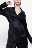 Black Double suit with loose-fitting jacket 12282