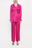 Fuchsia Double suit with loose-fitting jacket 12282