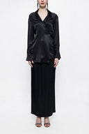 Black Wide-cut jacket and skirt suit 12290