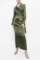 Khaki Wide-cut jacket and skirt suit 12290