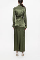 Khaki Wide-cut jacket and skirt suit 12290