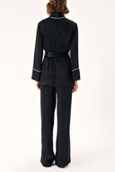 Black Double-breasted piping set suit 12305