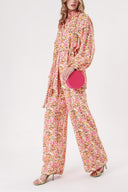 Patterned Suit with loose-fitting shirt and trousers with elastic waist 12307