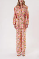 Patterned Suit with loose-fitting shirt and trousers with elastic waist 12307