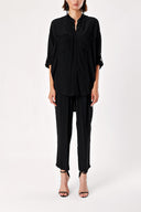 Black Suit with loose-fitting shirt and trousers with elastic waist 12308
