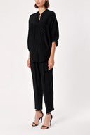 Black Suit with loose-fitting shirt and trousers with elastic waist 12308