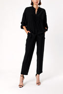 Black Suit with loose-fitting shirt and trousers with elastic waist 12308