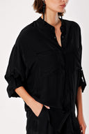 Black Suit with loose-fitting shirt and trousers with elastic waist 12308