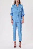 Blue Suit with loose-fitting shirt and trousers with elastic waist 12308
