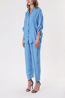 Blue Suit with loose-fitting shirt and trousers with elastic waist 12308