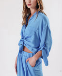 Blue Suit with loose-fitting shirt and trousers with elastic waist 12308