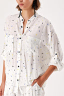 Patterned Suit with loose-fitting shirt and trousers with elastic waist 12308