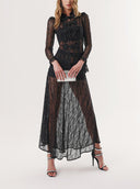 Black Lace shirt and skirt double suit 12309