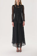Black Lace shirt and skirt double suit 12309