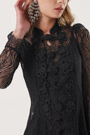 Black Lace shirt and skirt double suit 12309