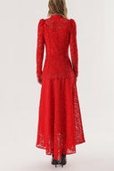 Red Lace shirt and skirt double suit 12309