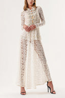 Ecru Lace shirt and skirt double suit 12309