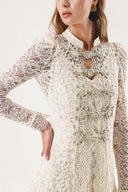 Ecru Lace shirt and skirt double suit 12309