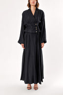 Black Set with corset detail blouse and wrapover skirt 12313