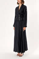 Black Set with corset detail blouse and wrapover skirt 12313