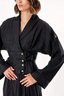 Black Set with corset detail blouse and wrapover skirt 12313