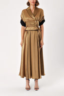 Copper Set with corset detail blouse and wrapover skirt 12313