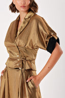 Copper Set with corset detail blouse and wrapover skirt 12313