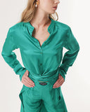 Green Double suit with elastic waist trousers 12310