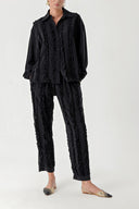 Black Frilly detailed trousers and shirt suit 12312