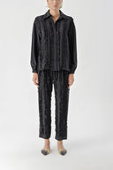 Black Frilly detailed trousers and shirt suit 12312