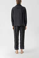 Black Frilly detailed trousers and shirt suit 12312