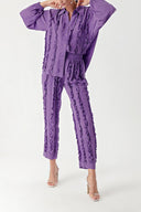 Lilac Frilly detailed trousers and shirt suit 12312