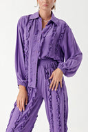 Lilac Frilly detailed trousers and shirt suit 12312