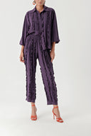 Purple Frilly detailed trousers and shirt suit 12312