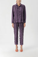 Purple Frilly detailed trousers and shirt suit 12312