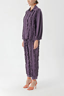 Purple Frilly detailed trousers and shirt suit 12312