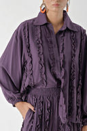 Purple Frilly detailed trousers and shirt suit 12312
