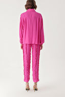 Fuchsia Frilly detailed trousers and shirt suit 12312