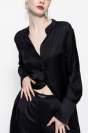 Black Double suit with elastic waist trousers 12317