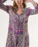 Purple Double suit with elastic waist trousers 12317