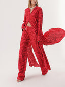 Fuchsia Double suit with elastic waist trousers 12317