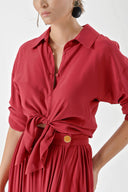 Red Wrap skirt suit 12319