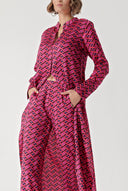 Burgundy Double suit with elastic waist trousers 12322