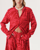 Fuchsia Double suit with elastic waist trousers 12322