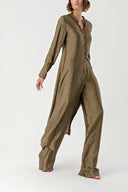 Khaki Double suit with elastic waist trousers 12322